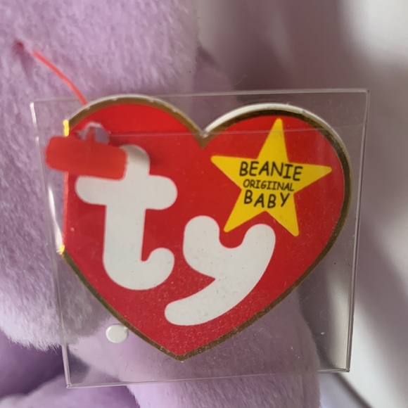 Ty easter bunny Rabbit beanie baby Floppity Lilac w tag 1996 - Picture 3 of 11
